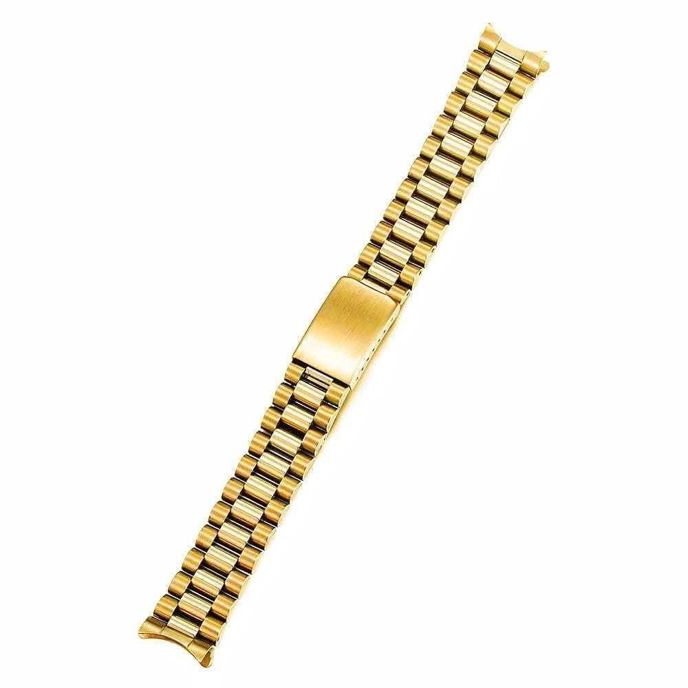 Curved End 18MM 19MM 20MM Brush Polish Solid Stainless Steel President Watch Strap Band bracelet Fit For Rlx Skx Mechanical watch