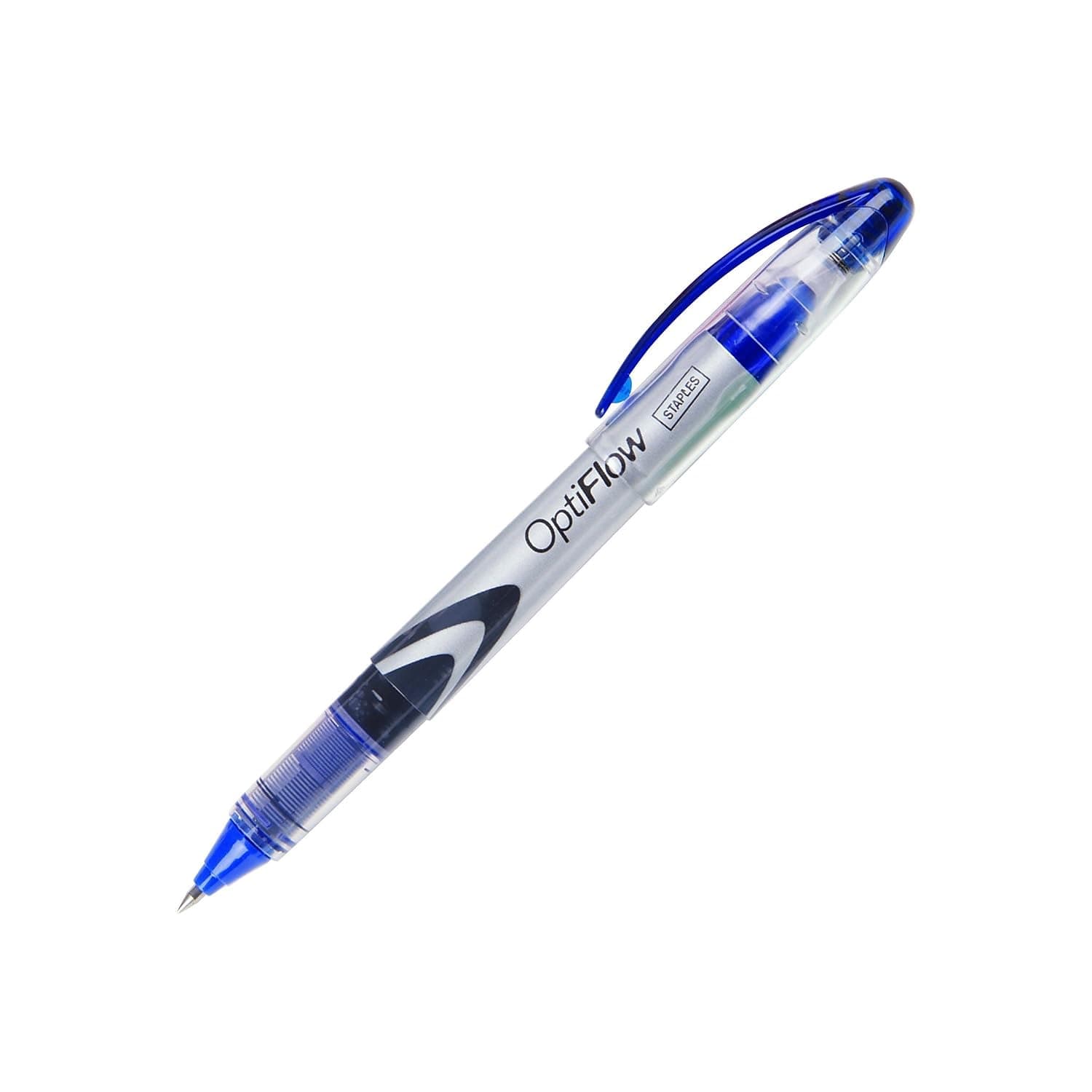 Staples 486574 Optiflowrollerball Pens Fine Point Blue Dozen