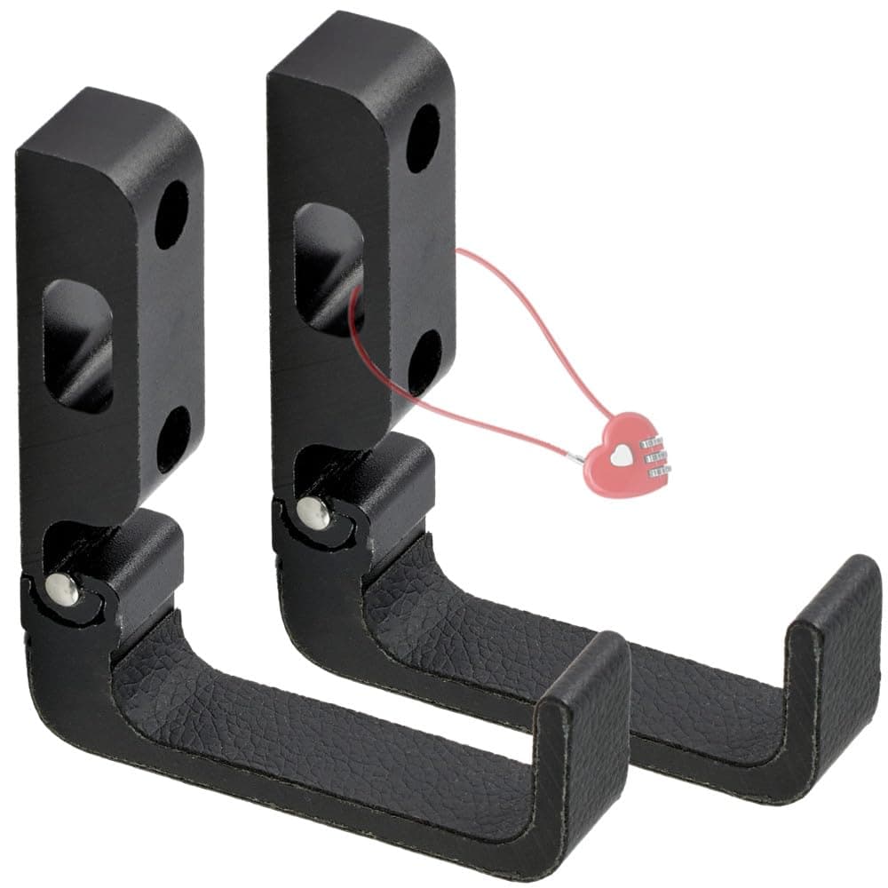 Foldable Gun Rack Wall Mount - 2.3" Deep Vegan Leather Coated Hooks for Scoped Rifles | Secure Firearm Storage with Lock Holes & Space Saving Design (2/4/8 Pack