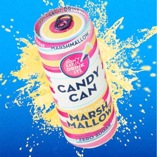 Candy Can,Variety Pack - Cotton Candy, Bubblegum,Marshmallow,Sour Apple, Rocket Ice Lolly,Birthday Cake - Fizzy Drink, Nostalgic American Soda Flavours, Sugar Free, Sparkling Pop Single Can 6 x 330ml