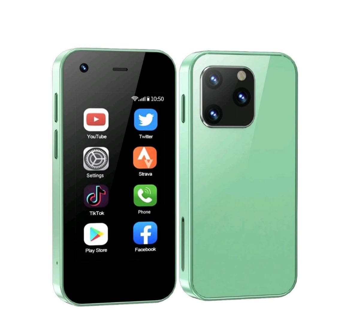 Mini 2.5-Inch Pocket Phone, 2GB RAM, 16GB Storage, Cellular, Dual SIM, WiFi, HD Display, Android, Type-C Charging (Green)