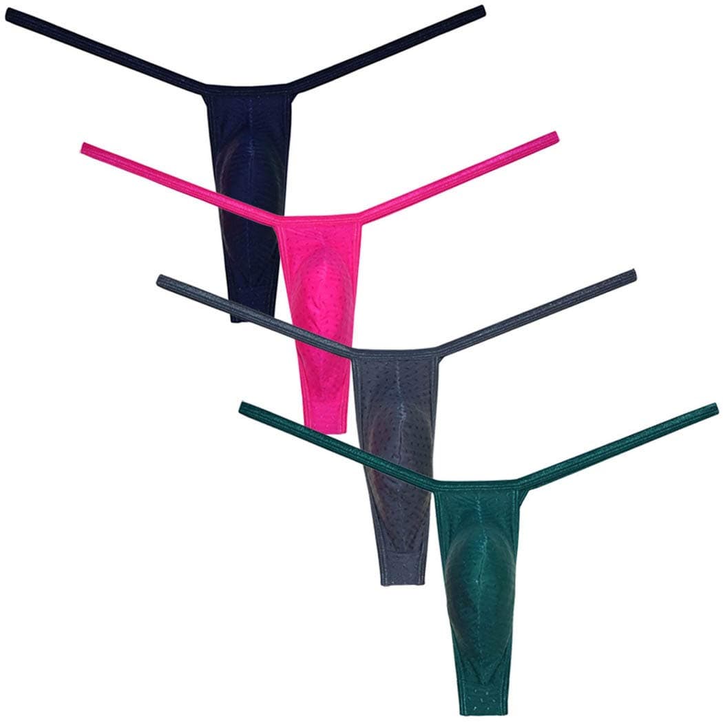 OROCOJUCO Men's Power Spandex Thong Underwear Shiny G-String Low Rice Bikini T-back