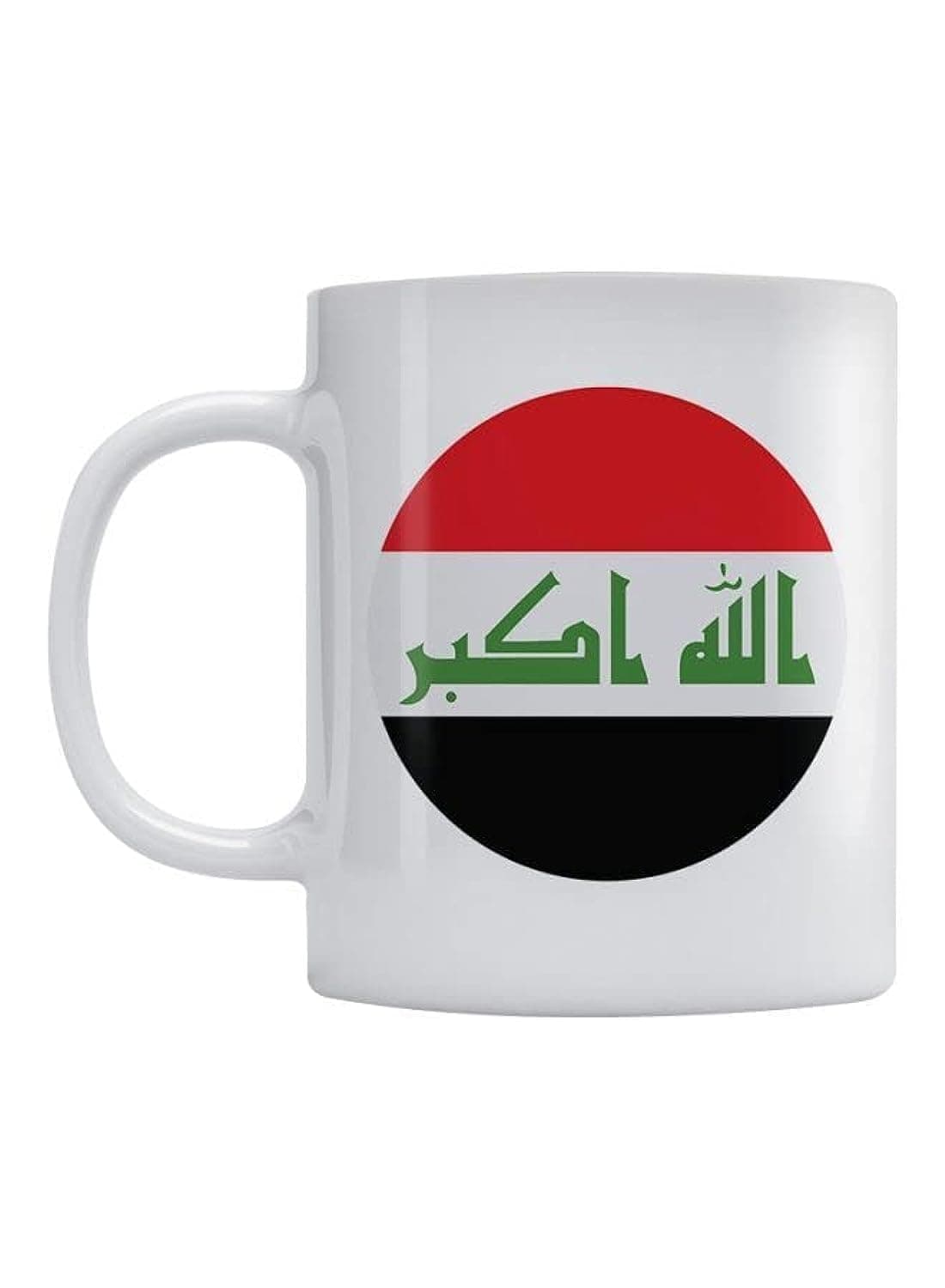 VOLTX DESIGN - Printed Iraq Flag White/Red/Black Ceramic Coffee Mug (330ml) (VTX-521)