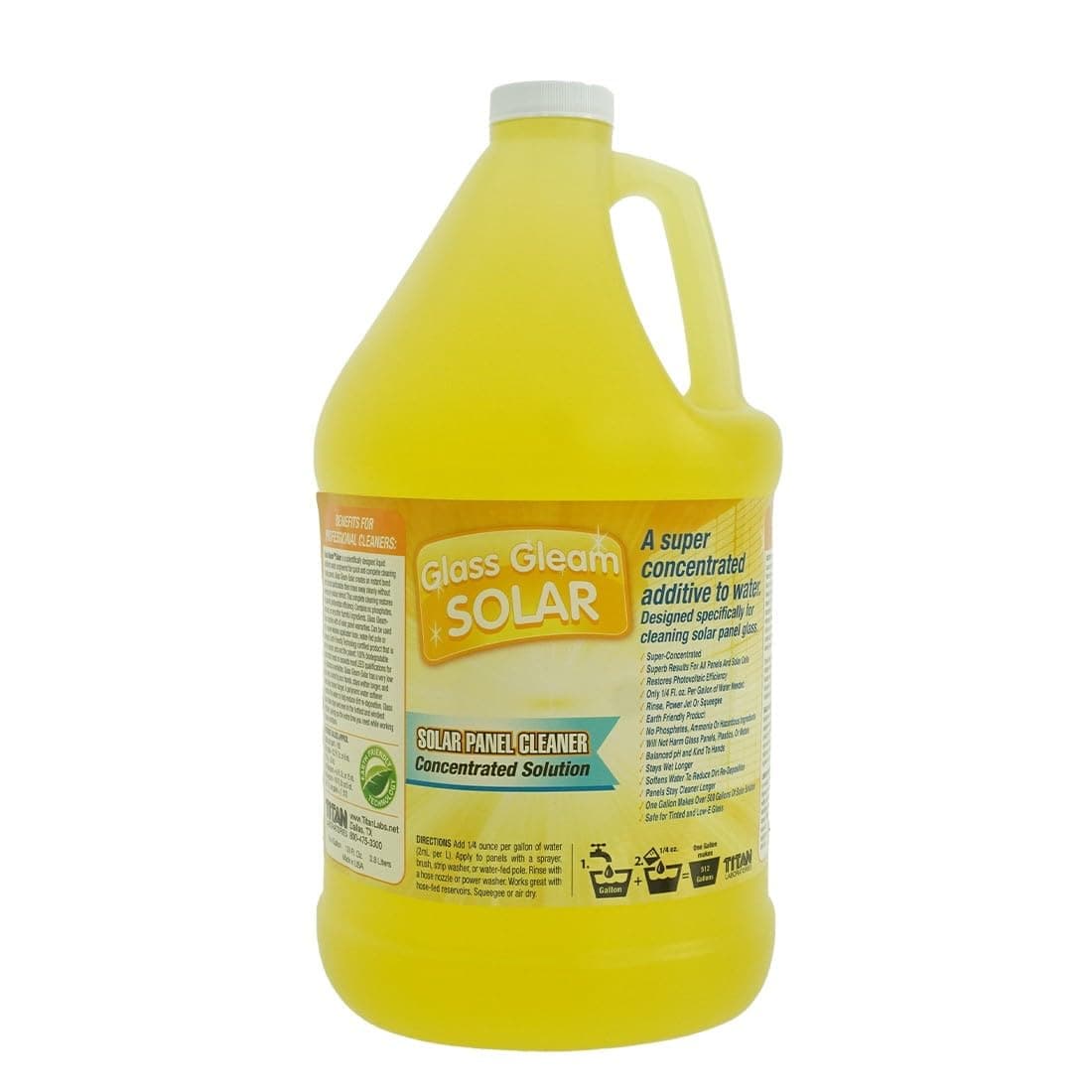 Glass Gleam Solar - Solar Panel Cleaner - Highly Concentrated - 1 Gallon Makes 500 Gallons of RTU Product (1 Gallon)