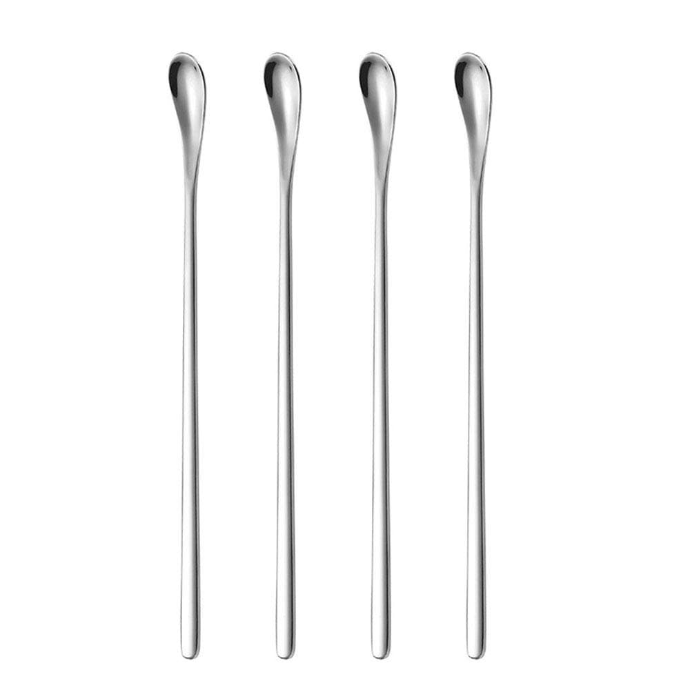 Delove Stainless Steel Coffee Stirring Spoon Beverage Cocktail Stirrers Stir Cocktail Drink Mixing Swizzle Stick- Tiny Salt Condiment Spoon - Reusable - Set of 4 (7.6-Inch)