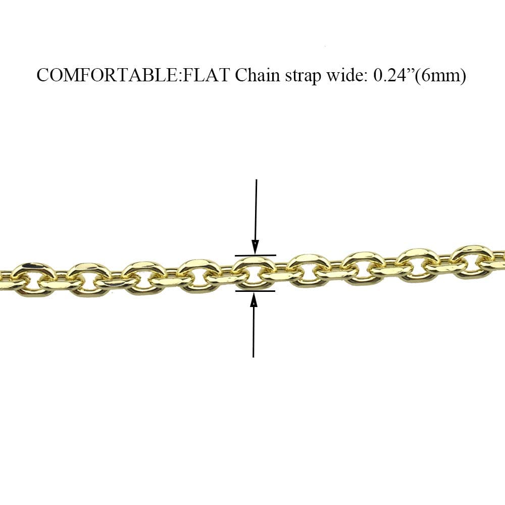 HAHIYO Mini Pochette Purse Chain Strap Thin Wide 6mm for LV Length 43.3 inches Thick 2mm Shiny Light Gold for Shoulder Cross Body Sling Handbag Wallet Clutch Comfortable Flat Metal Strap 1 Pack