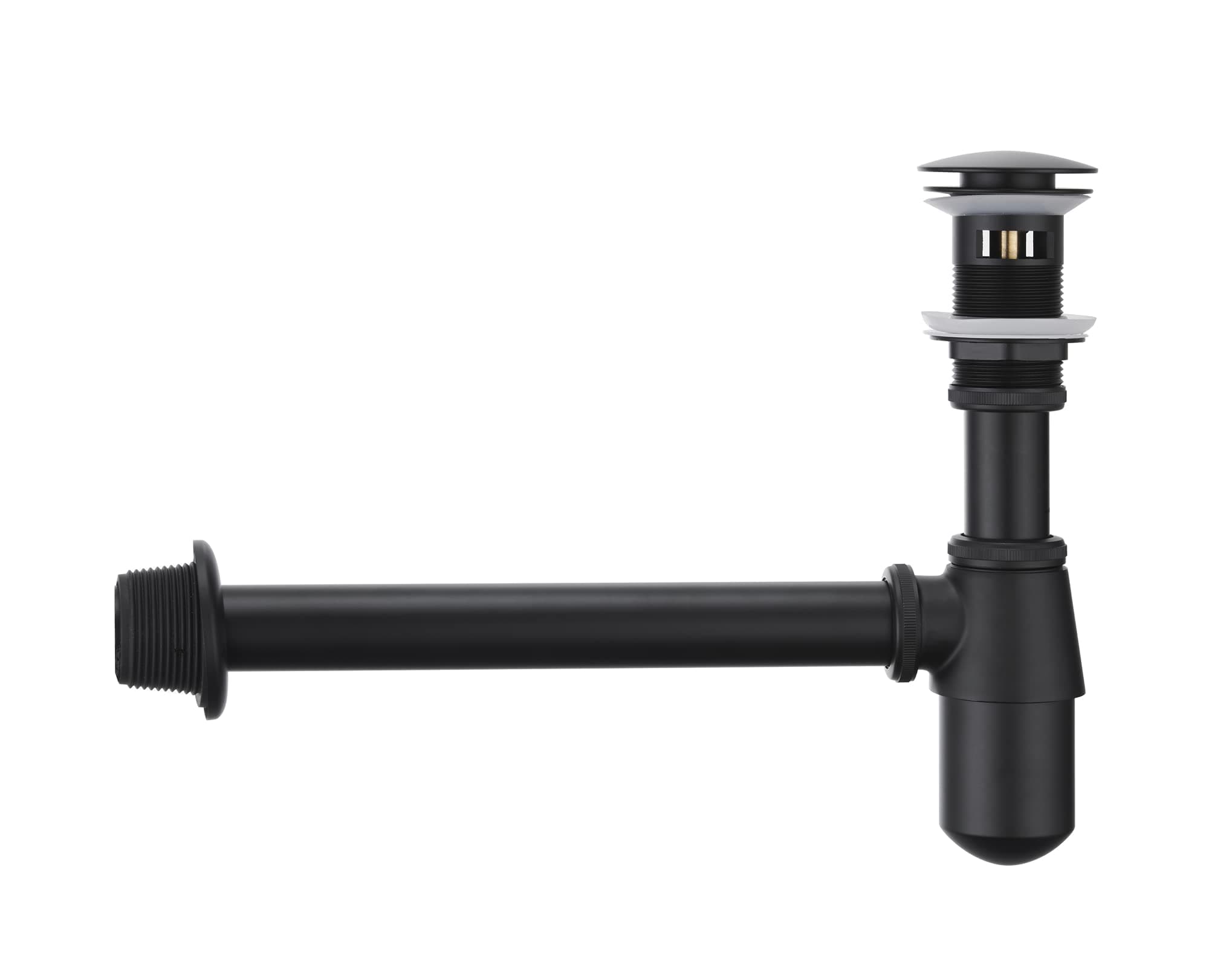 Bathroom Sink Stopper Set Waste Pipe 1-1/4 inch Slip Inlet Drain Set, Lavatory Adjustable Basin Sink Waste Pipe Drain P-Trap Kit w/Overflow, General US/CA Standard, Matte Black