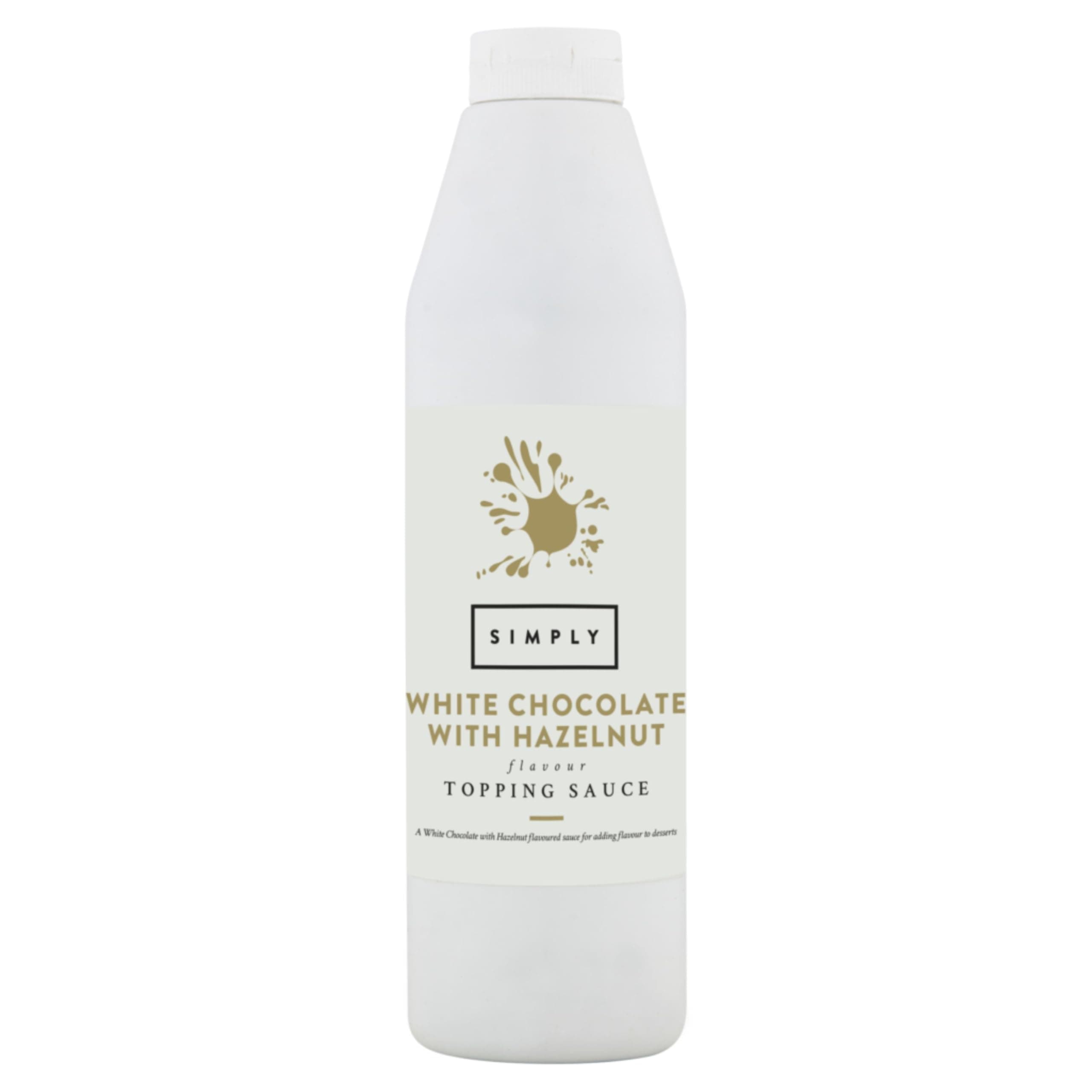 White Chocolate with Hazelnut Flavouring Topping Sauce, Ready to Use Dessert Sauce for Ice Cream, Waffles, Pancakes, Coffee & Milkshakes (1 kg)