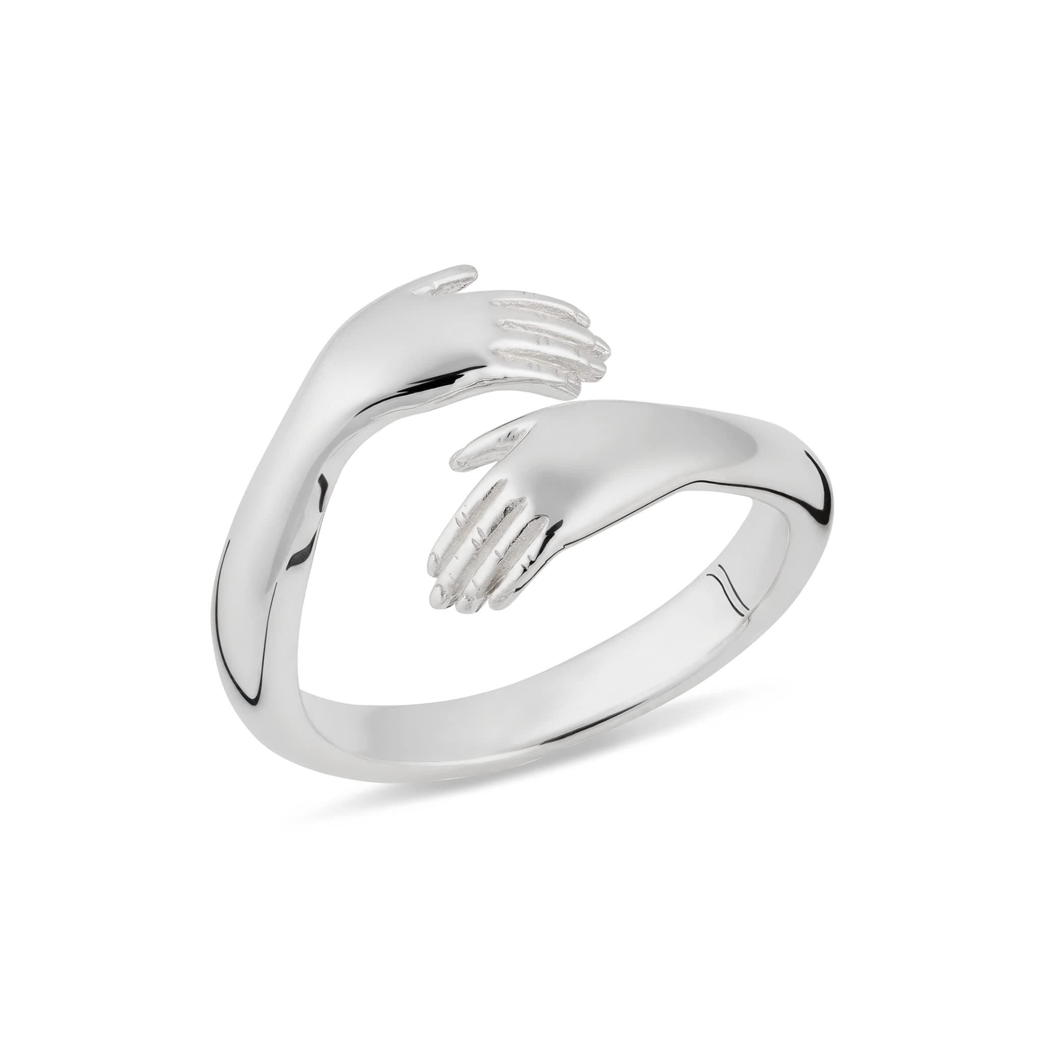 Lily Charmed - 925 Sterling Silver Adjustable Hug Open Ring, 18ct Gold Plated Silver
