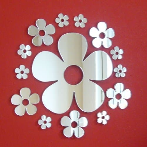 Daisy Mirrors Pack of 11, Three Sizes, one 12x12cm, Five 6x6cm, Five 4x4cm