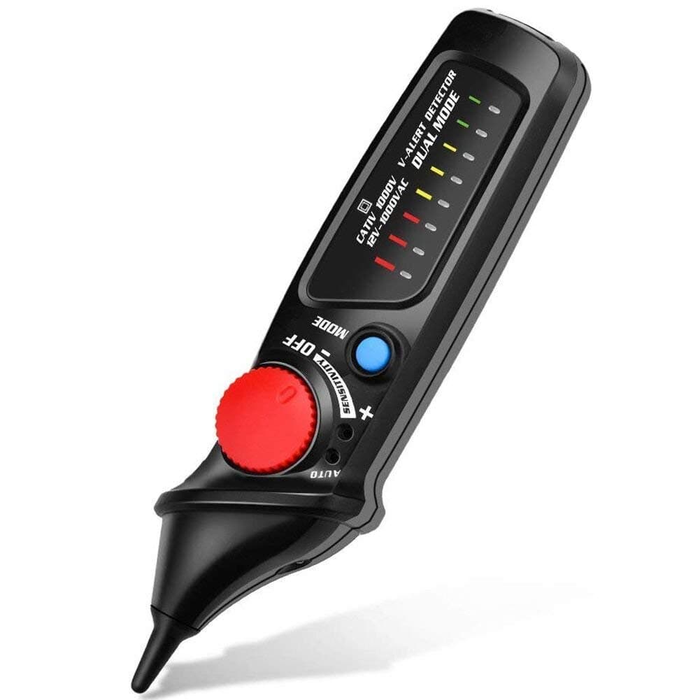 Voltage Tester, Tinzzi Non-Contact Electrical Voltage Detector Pen AC 12V-1000V with LED Flashlight, Automatic & Manual Dual Mode Selection, Adjustable Sensitivity, Alarm Mode Live