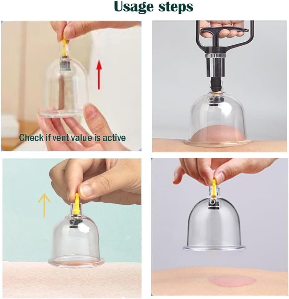 Therapy Cupping Sets 16 pcs, Vacuum Cups Kit for Muscle Relief, Body Cellulite Suction Neck and Back Pain Cup Massage Tool (16)