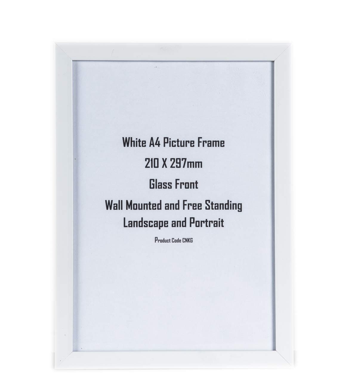 Four X Ninety A4 White Picture Frame with Glass, Ready to Hang or Stand