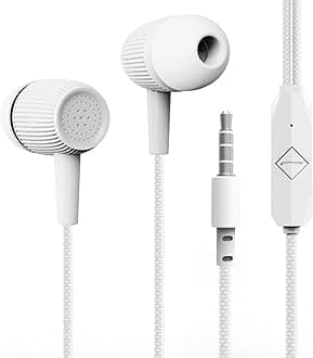 3.5mm Headphones Wired with Mic Headphones in Ear Earbuds Classic Wired Noise Canceling Earphones Wired for Computer Wired Earbuds with Microphone Black White