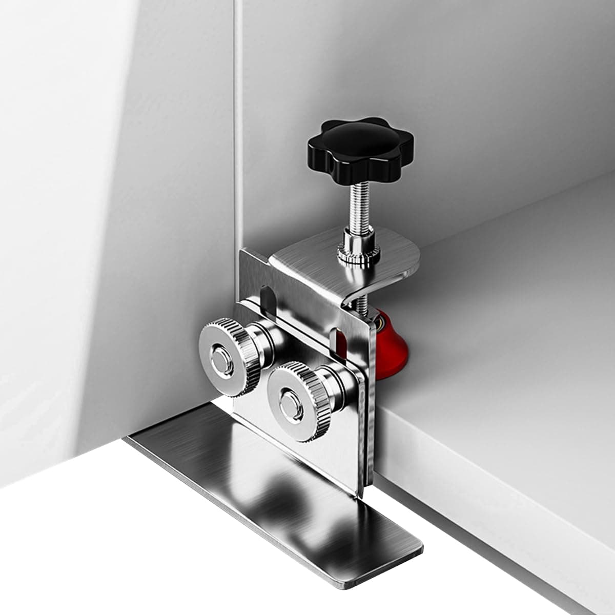 Floor Cabinets Frame Install Clamp, Cabinet Mounting Support Stainless Steel Support Arm Cabinet Door Mounting Jig for Hidden Door Install, Adjustable Stainless Steel Doors Installation Clamp