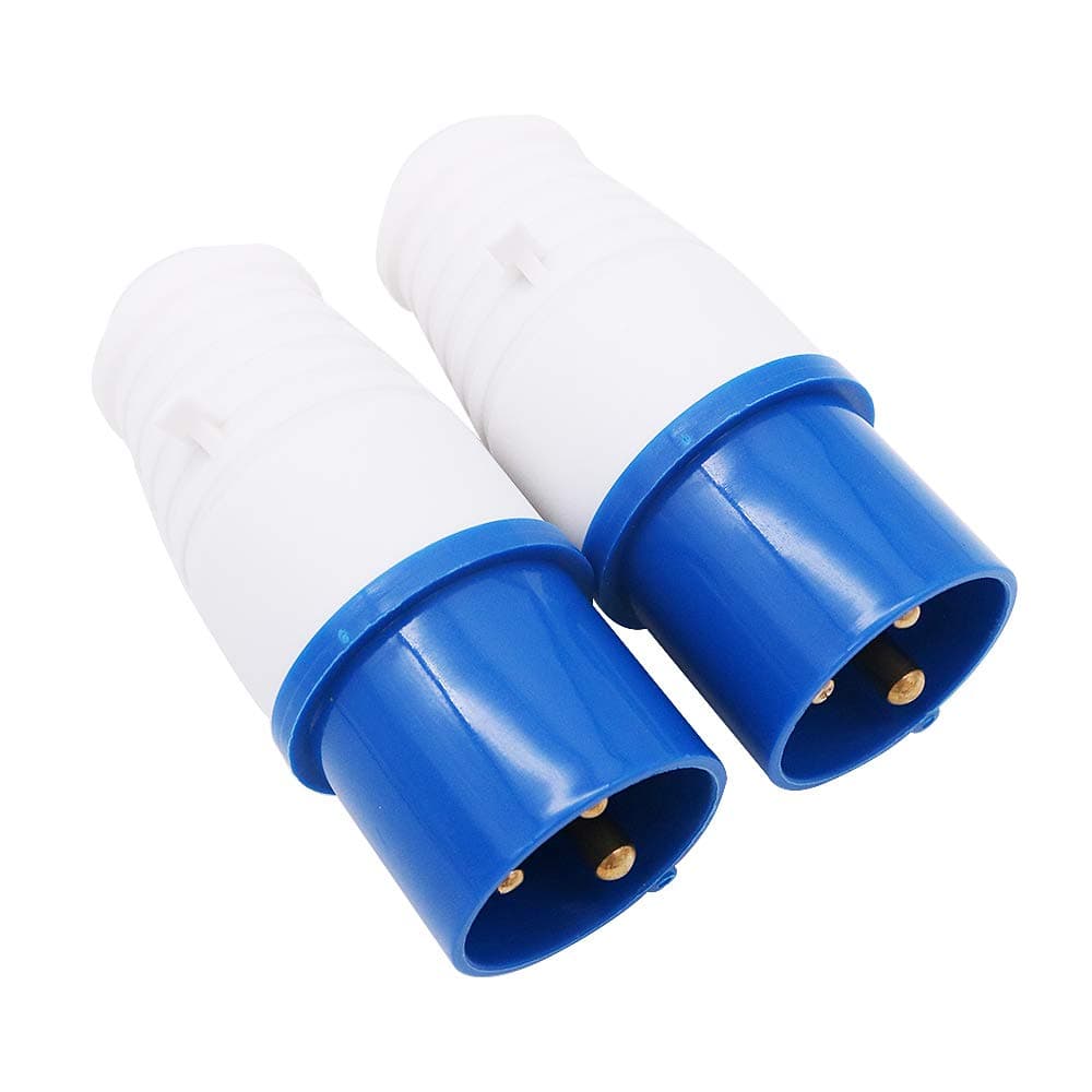 2Pcs Power Plus 3 Pin Plugs 32AMP 220-250 Volt Replacement Plugs - Blue