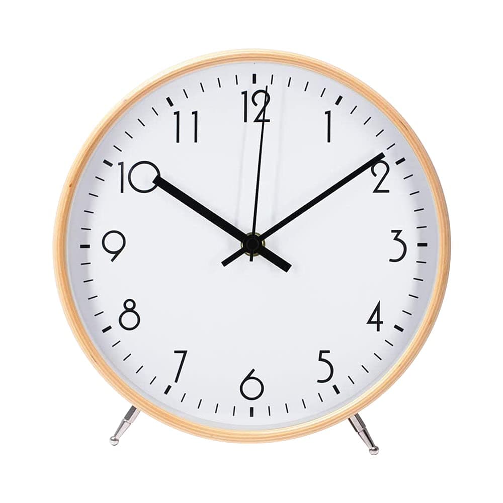 8.6 Inch Wooden Quartz Wall Clock 22cm Modern Silent Non-ticking Wood Wall Clocks Table Clock for Living Room Bedrooms Office Kitchen Indoor Kids (white)