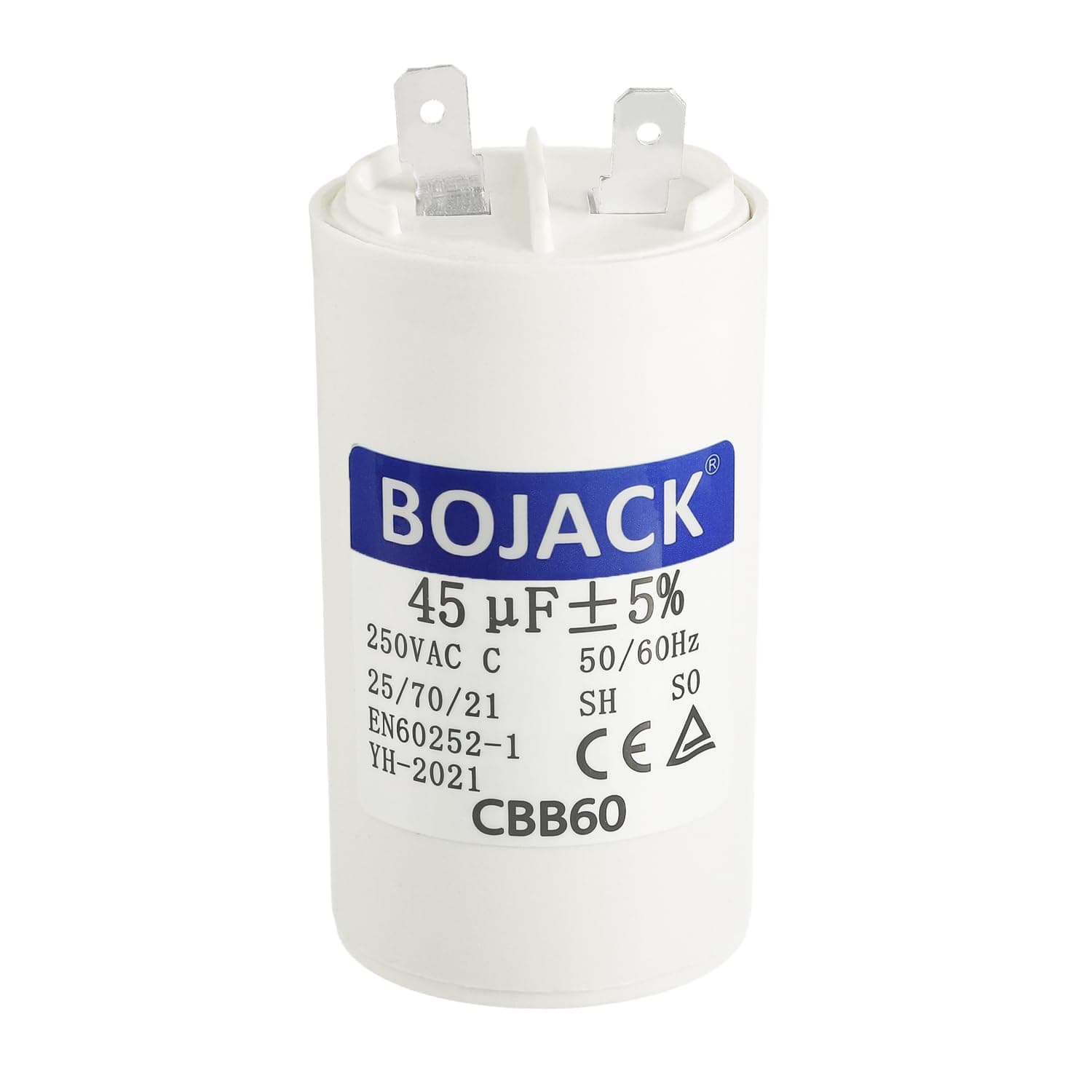 BOJACK 45uf 45MFD uF CBB60 Washer Run Capacitor Motor Run Capacitor Frequency 50/60Hz 250VAC 250V Stud for Washer Pump and Motors
