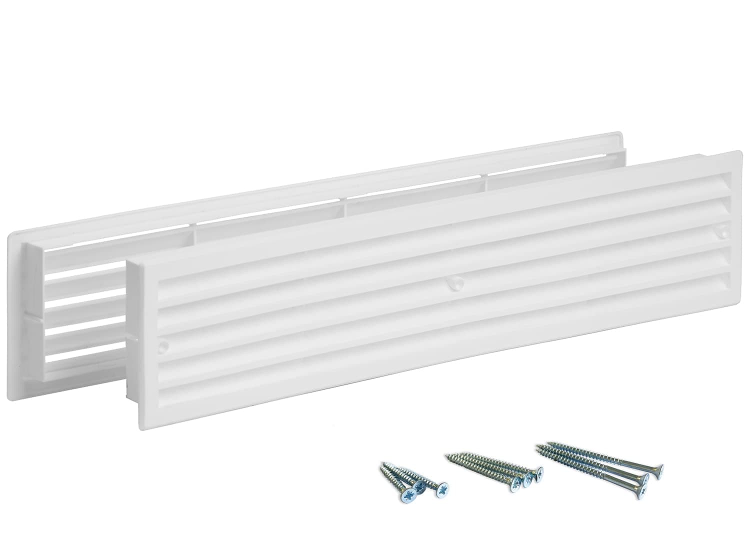 Door Vent for Interior Doors 16 7/8" x 3" - Two Sided Door Louvers | for Bathroom, Cabinet | Plastic air Vent Grille | Outer Dimensions 17 3/4" x 3 5/8" for 16 7/8" x 3" Opening (White)