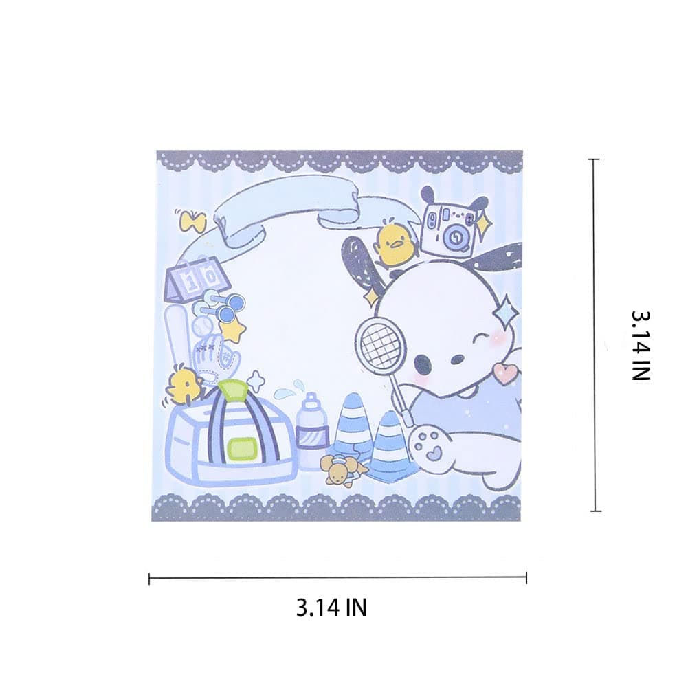 6 Pack Cute Sticky Notes Kawaii Sticky Notes Cute Stationary 3.14x3.14 in Cartoon Series Self-Stick Note Pads Fun Office Supplies Sticky Note Set(300 Sheets)