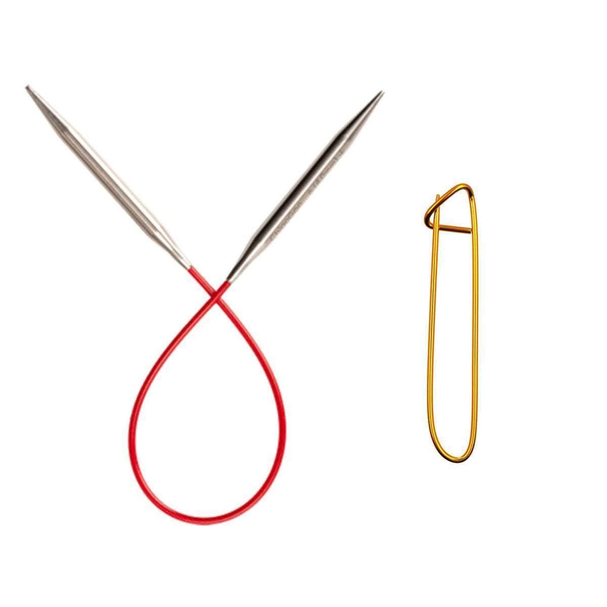 ChiaoGoo Knit Red 9 inch (23cm) Circular Knitting Needles US Size 2 (2.75mm) Stainless Steel 6009-2 with Stitch Holder