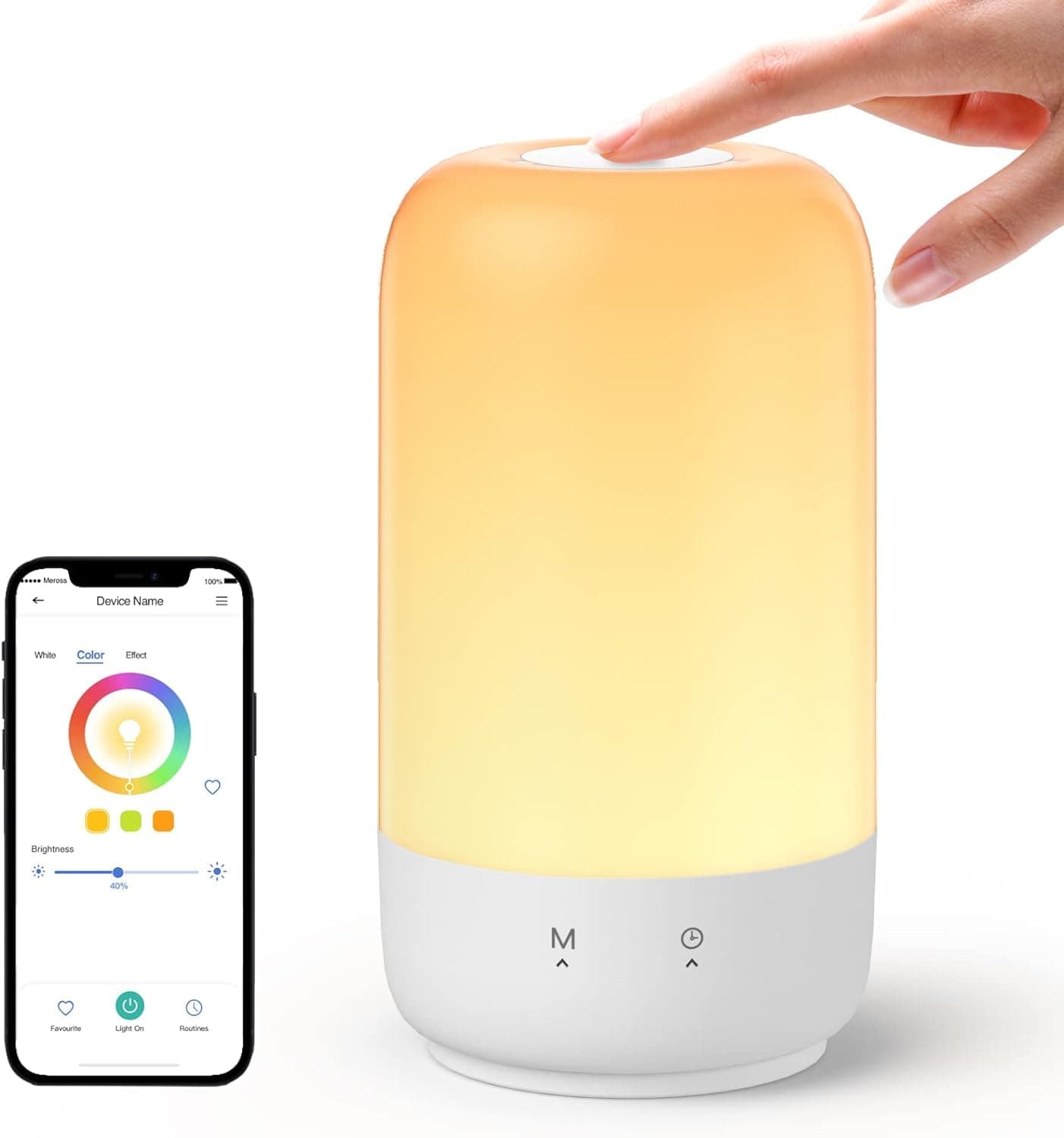 Smart Table Lamp for Bedroom, Bedside Lamp Support Apple Homekit and Alexa,Tunable White & Multi-Color, WiFi LED Nightstand Lamp,Touch Control, Voice and APP Control