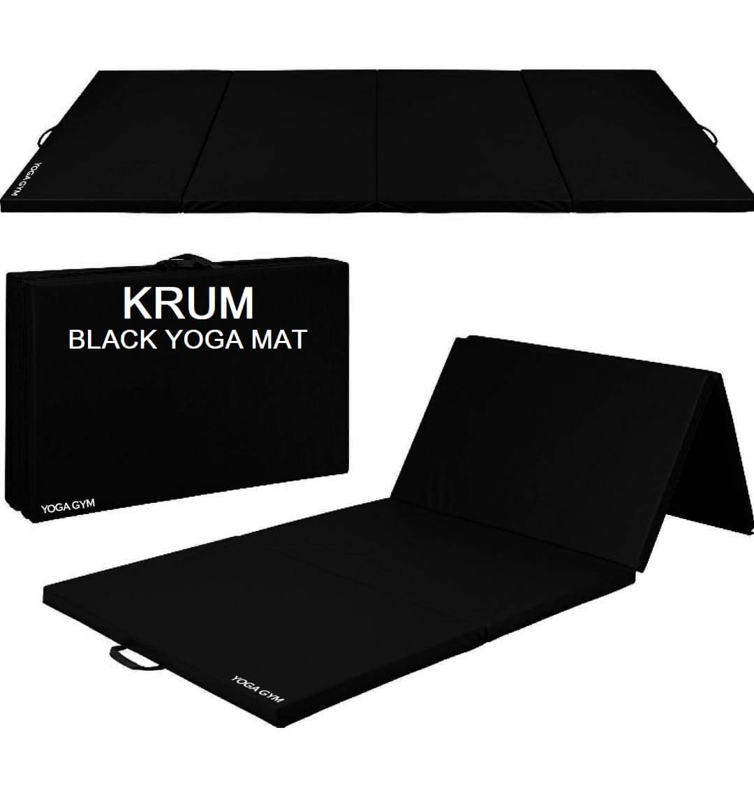 Krum Foldable High-Density Foam Gymnastics Training Tumbling Exercise Yoga Mat for Men & Women, 22mm Thick, 72 x 24 x 22mm ( BLACK )