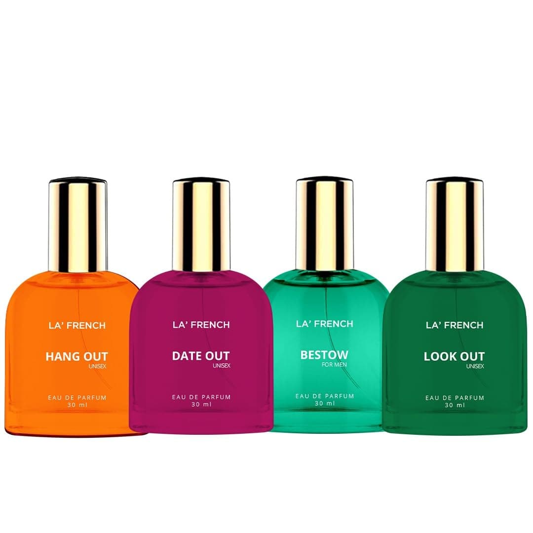 Perfume For Unisex 30 Ml X 4 120Ml|Hang Out,Date Oud,Look Out,Bestow|Long Lasting|Spicy Citrus & Musky Fragrance Notes|Eau De Parfum|Higher Perfume Concentration- Unisex Adult,Liquid