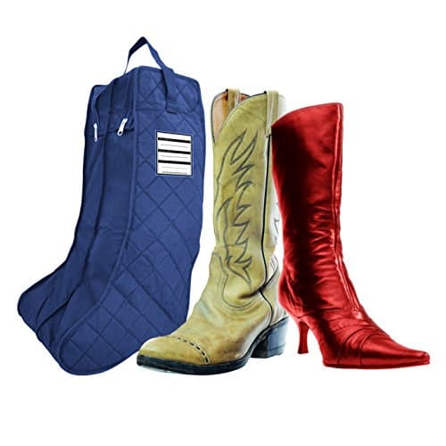 Marathon Housewares FW030002BL Quilted Boot Storage & Protector with Double Compartment and Tag, Blue