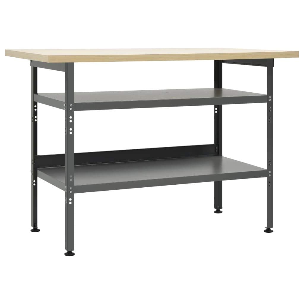 Rantry Workbench Grey 120x60x85 cm Steel, Heavy Duty Workbench Table Workshop Shed Work Benches