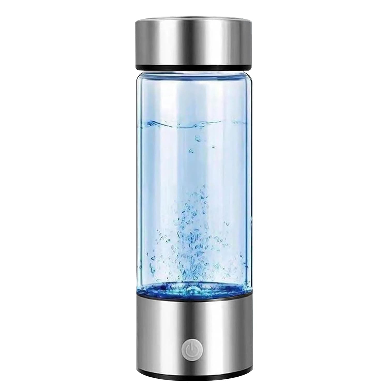 Hydrogen Water Bottle, Portable Ionizer Machine and Generator, Rechargeable Rich Water Glass Health Cup for Home Travel (Silver)