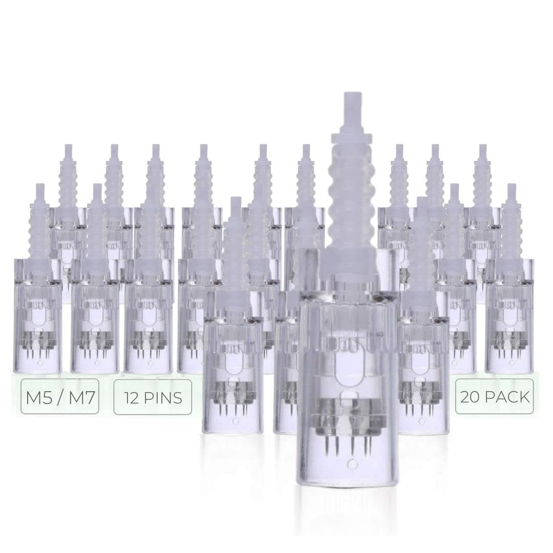 ModiX Dr. Pen Ultima M5 M7 Replacement Cartridges - (20 PACK) - 12 Pins (0.25mm) Bayonet Slot - Disposable Replacement Parts