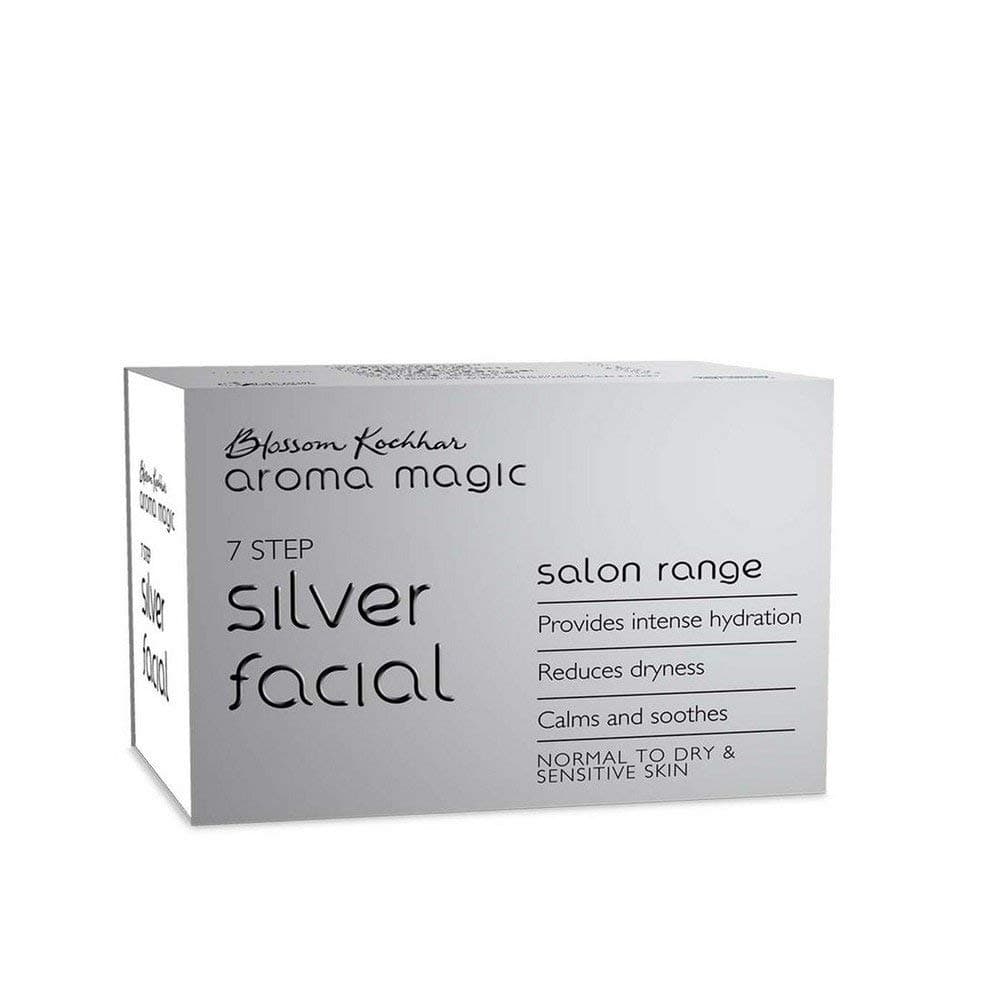 Silver Facial Kit | 7 Step Facial with Cleanser, Enzyme Gel, Serum, Protein, Sheen Gel & Face Pack | Hydrates & Soothes Dry Skin | Salon-Like Glow at Home | Multi Use Pack