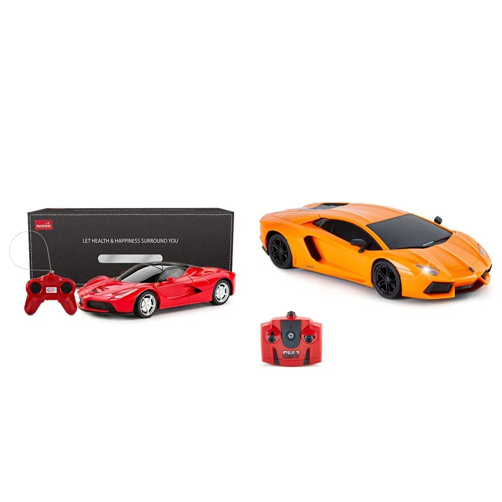 La Ferrari Remote Control Car, 1:24 Scale RC for Kids, Red Toy & CMJ Lamborghini Aventador LP700-4 Officially Licensed 1:24 Scale With Working Lights 2.4Ghz