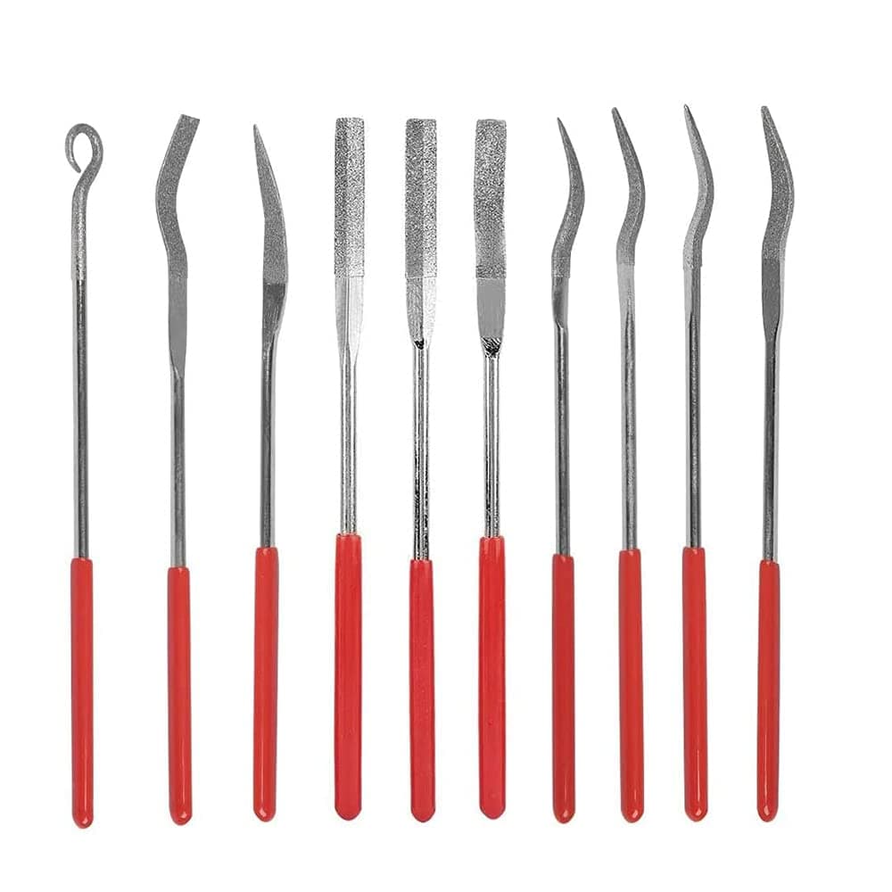 10Pcs Mini Diamond Needle File Set Jewelers Hand Files Tool Kit for Metal Ceramic Stone Jewelry Rough Carving Glass Filing, 140mm/5.1" Length