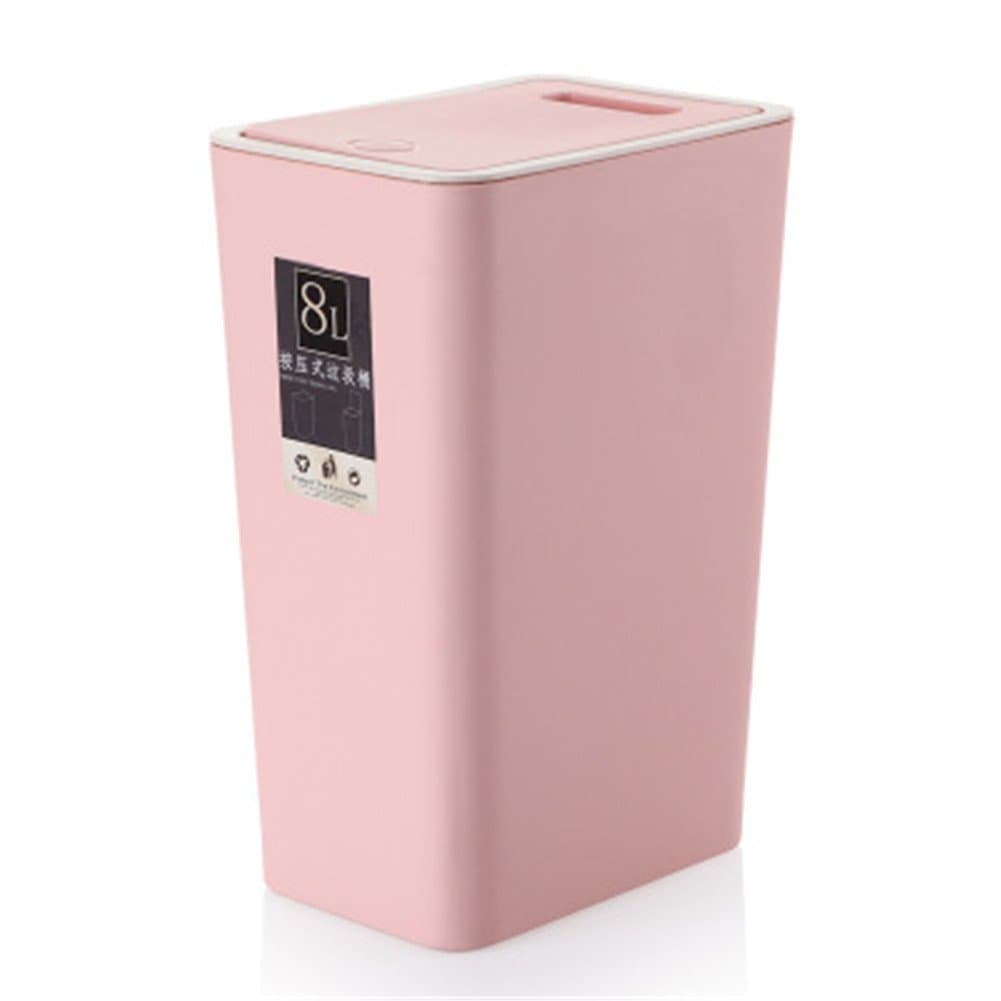 Vommpe Trash Bin Rubbish Bin Plastic Dustbin Kids Room, Bathroom, Livingroom, Bedroom, Home, Dorm, Office, Kitchen Garbage Container Can-Pink