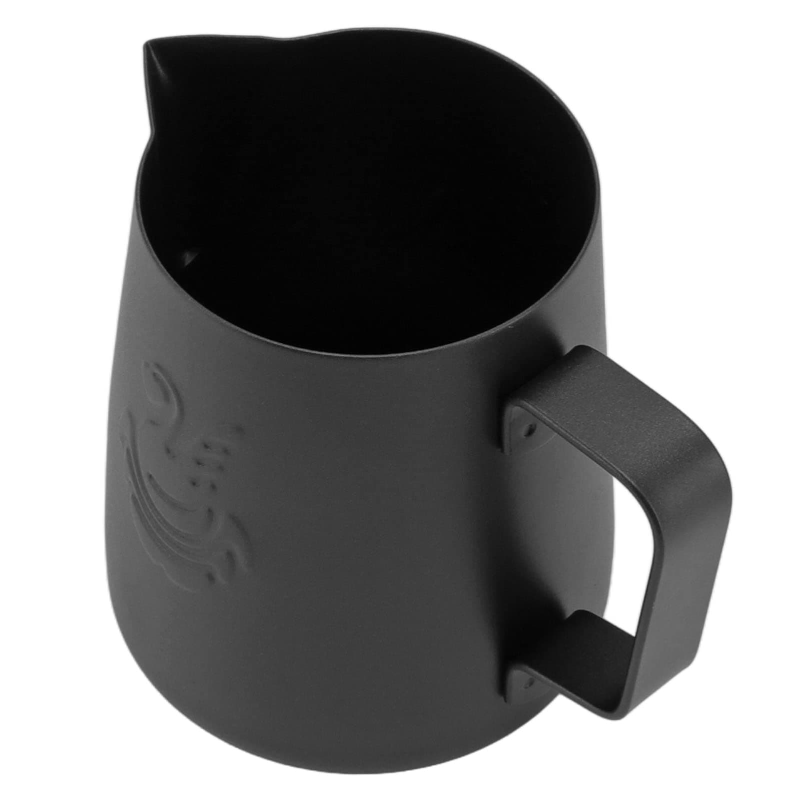 Coffee Steaming Pitcher, Milk Frothing Pitcher Beautiful 420ml with Handle for Home (Black)