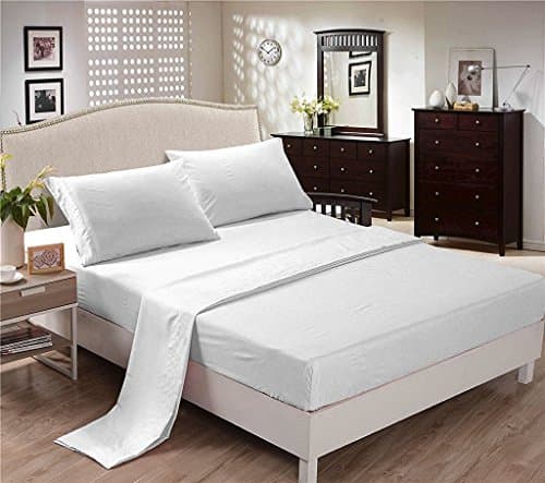 Lavish Linens Double-Side Brushed Finish, 1800 Series Microfiber 4 Piece Bedding Set Solid - Fitted, Flat Sheet, Pillowcases, Wrinkle, Fade, Stain Resistant Twin Sleeper Sofa White