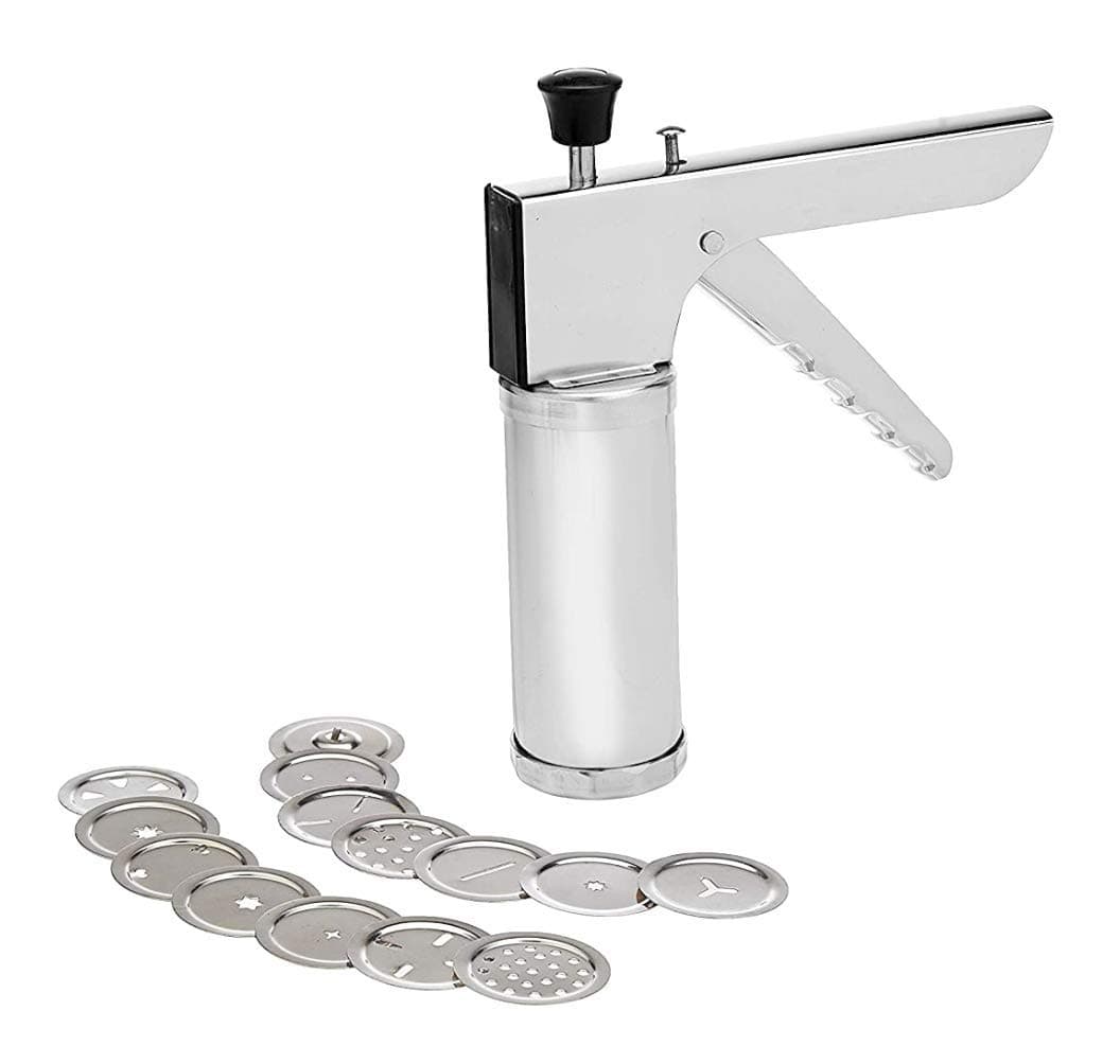 Capital Kitchenware Stainless Steel Bhujiya Maker Press with Different Types of Jalies, 16 Piece