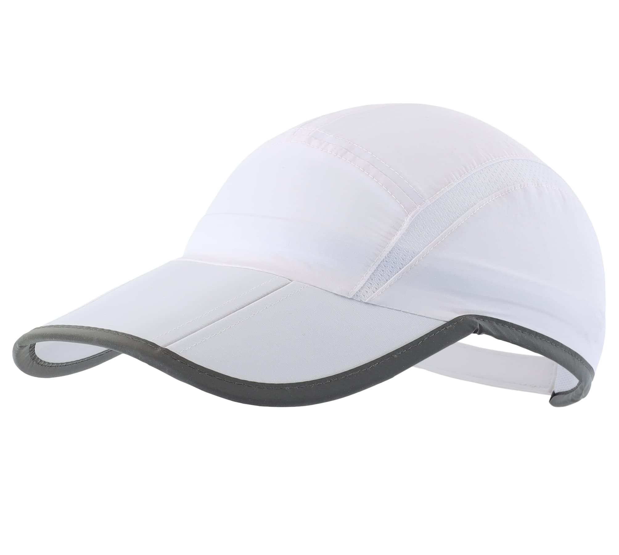 Foldable Mesh Sports Cap with Reflective Stripe Breathable Sun Runner Cap