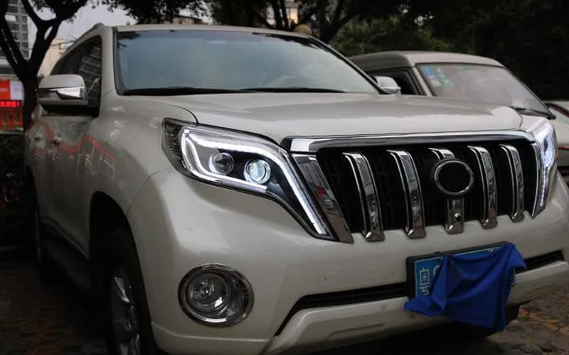 Car Lights Assembly For Toyota Prado 2014-2017 LED Headlights DRL Turn Signal High Beam Angel Eye Projector Lens (no bulb inside)