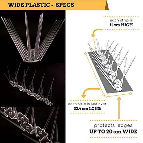 Defender Bird Spikes Wide Plastic | Glue | Guide | 50 Metre Kit | Various Size Packs