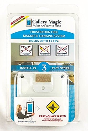Gallery Magic Earthquake Pack - Withstands a 7.5 Magnitude Earthquake - Adjustable Magnetic Picture Hanging Hardware Kit - No Hooks, Wires, Measuring or Multiple Holes