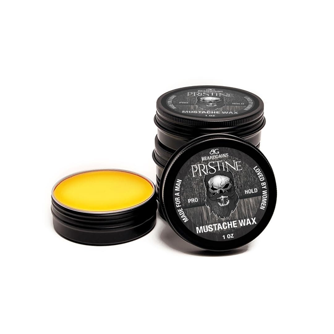 Pristine Scent Strong Hold Mustache Wax 1Oz - Hold, Mold, And Tame Moustache W/Organic And Natural Stache Wax (White)