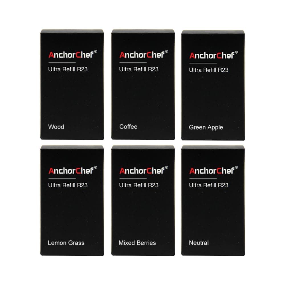 AnchorChef Cocktail Aromatic Refill Accessory Kit for Cocktail Bubble Gun, includes 6 Aroma Flavour -Wood, Coffee, Green Apple, Lemon Grass, Mixed Berries, Neutral -for use with Smoking Infuser Gun