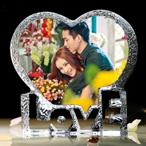 Picture Frame - XINTOU 3D Laser Engraved Personalized Photo Crystal Frame Custom Etched Picture Glass Heart Iceberg Wedding Birthday Gift