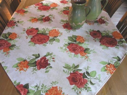 Nature Tablecloth with Roses and Hydrangeas, ca. 100 x 100 cm