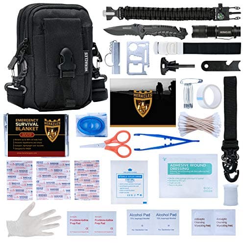 HERACLES 110 in 1 Emergency Survival Kit, First Aid Kit, Survival Gear, Survival Kit, Emergency Kit, Tactical Gear, Zombie Survival Kit, MOLLE Gear, EDC Gear, Earthquake Survival Kit, Camping, Hiking
