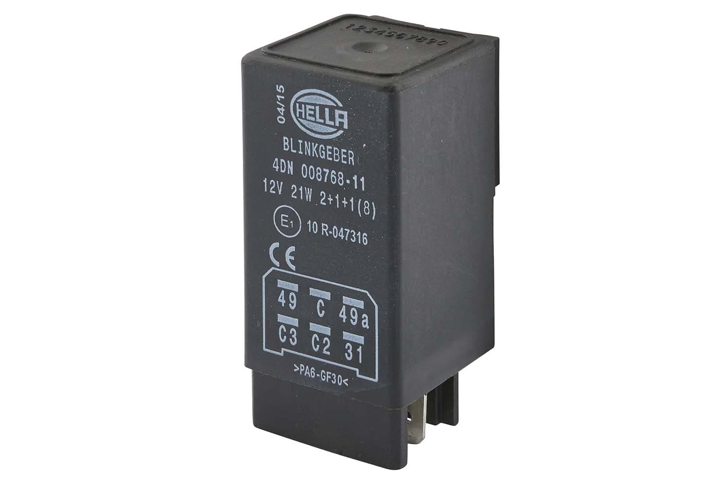 HELLA - Flasher sensor - 12V - 6-pin - with holder - 4DN 008 768-117