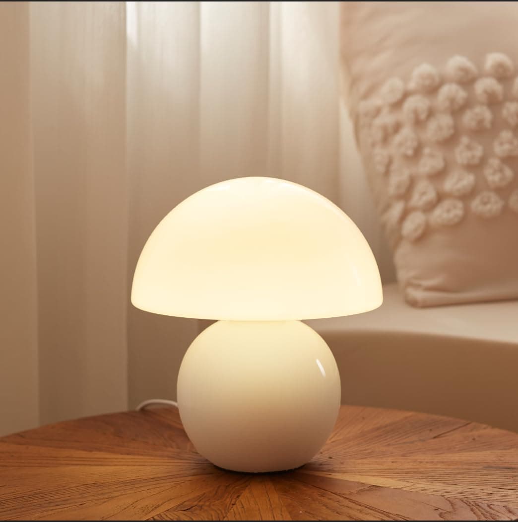 Dawnwake Mushroom Lamp Table Lamp for Bedroom,Desk Bedside Small Lamps for Living Room Night Stands,Mushroom Decor Cute Mini Modern Mid Century Lamps,Unique Aesthetic Home Living Room Decor(White)